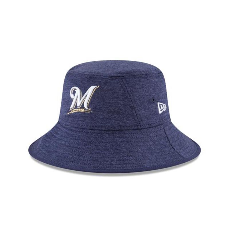 MLB Milwaukee Brewers Shadowed Stretch (VZT1807) - Blue New Era Bucket Hats